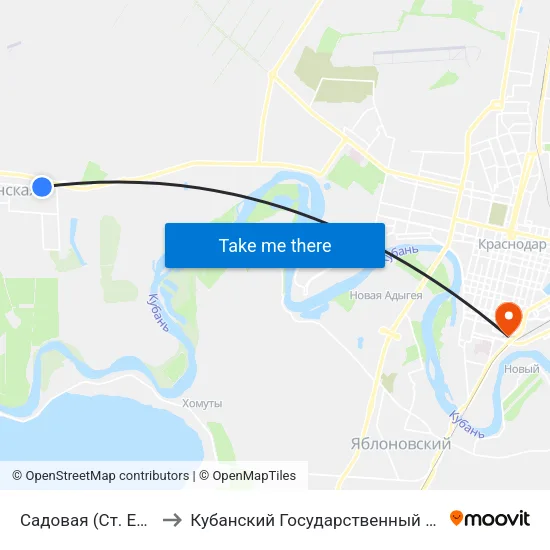 Садовая (Ст. Елизаветинская) to Кубанский Государственный Медицинский Университет map