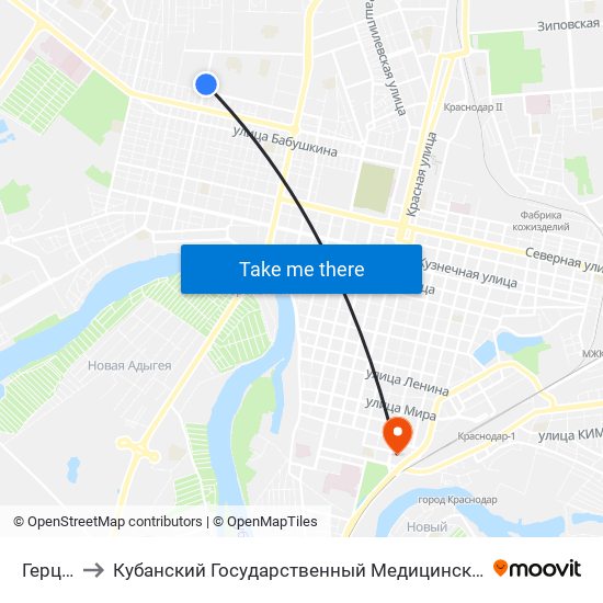 Герцена to Кубанский Государственный Медицинский Университет map