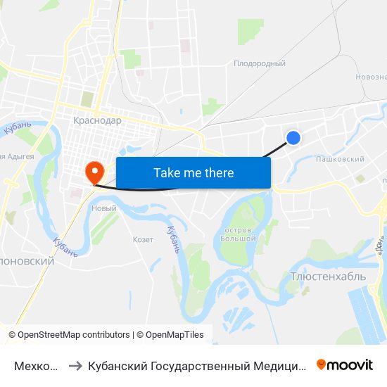 Мехколонна to Кубанский Государственный Медицинский Университет map