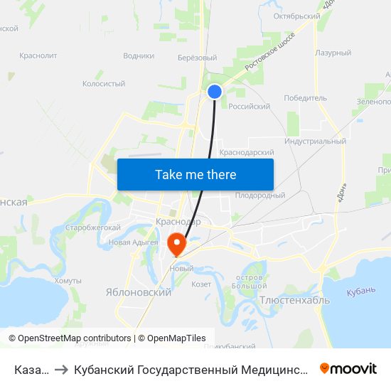 Казачок to Кубанский Государственный Медицинский Университет map