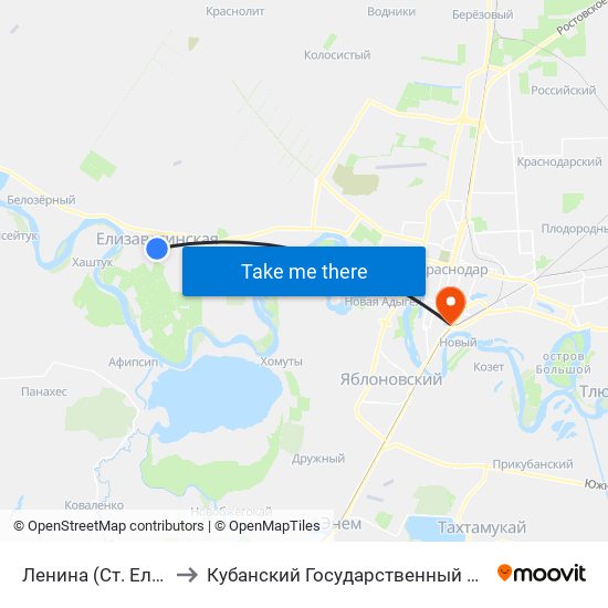 Ленина (Ст. Елизаветинская) to Кубанский Государственный Медицинский Университет map