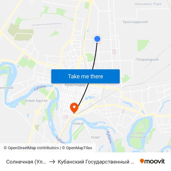 Солнечная (Ул. Московская) to Кубанский Государственный Медицинский Университет map