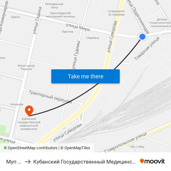 Муп Ктту to Кубанский Государственный Медицинский Университет map