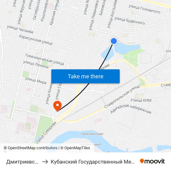 Дмитриевская Дамба to Кубанский Государственный Медицинский Университет map