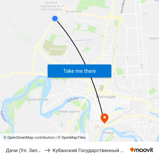 Дачи (Ул. Западный Обход) to Кубанский Государственный Медицинский Университет map
