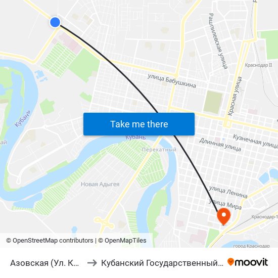 Азовская (Ул. Красных Партизан) to Кубанский Государственный Медицинский Университет map