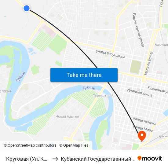 Круговая (Ул. Красных Партизан) to Кубанский Государственный Медицинский Университет map