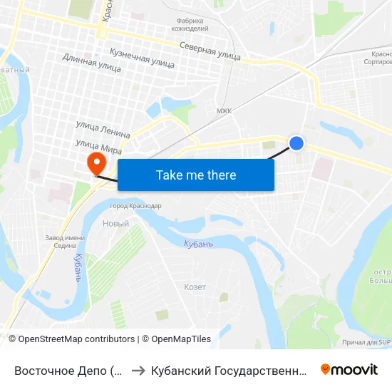 Восточное Депо (Ул. Ставропольская) to Кубанский Государственный Медицинский Университет map