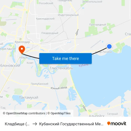 Кладбище (Х. Ленина) to Кубанский Государственный Медицинский Университет map