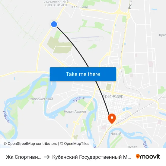 Жк Спортивная Деревня to Кубанский Государственный Медицинский Университет map