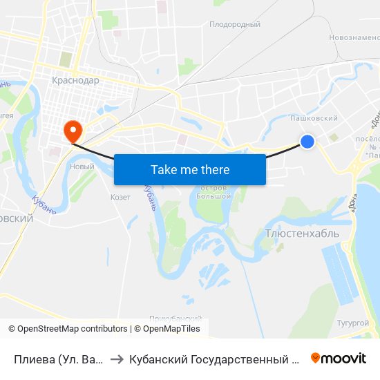 Плиева (Ул. Василия Мачуги) to Кубанский Государственный Медицинский Университет map