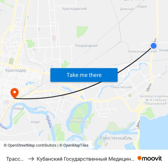 Трасса Дон to Кубанский Государственный Медицинский Университет map