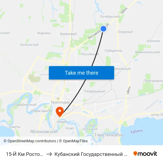 15-Й Км Ростовского Шоссе to Кубанский Государственный Медицинский Университет map