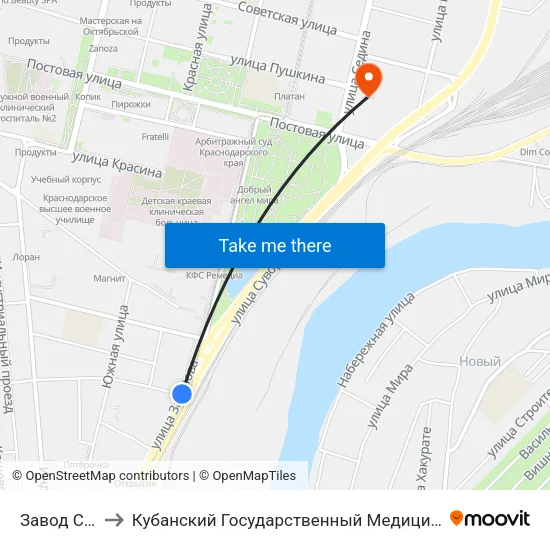 Завод Седина to Кубанский Государственный Медицинский Университет map