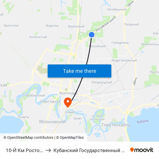 10-Й Км Ростовского Шоссе to Кубанский Государственный Медицинский Университет map
