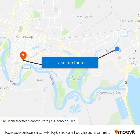 Комсомольская (Ул. Бершанской) to Кубанский Государственный Медицинский Университет map
