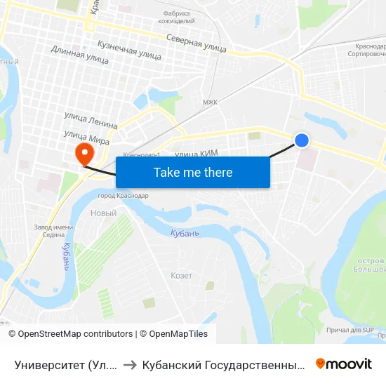 Университет (Ул. Ставропольская) to Кубанский Государственный Медицинский Университет map