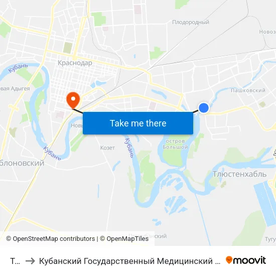 Тэц to Кубанский Государственный Медицинский Университет map