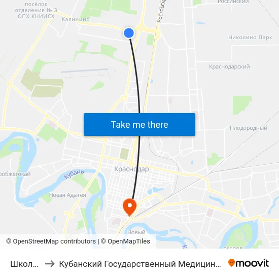 Школа №6 to Кубанский Государственный Медицинский Университет map