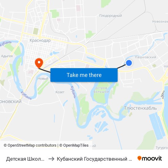 Детская Школа Искусств №4 to Кубанский Государственный Медицинский Университет map