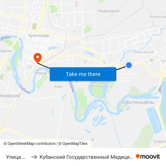 Улица Мачуги to Кубанский Государственный Медицинский Университет map