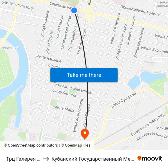 Трц Галерея Краснодар to Кубанский Государственный Медицинский Университет map