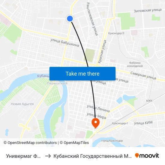 Универмаг Фестивальный to Кубанский Государственный Медицинский Университет map