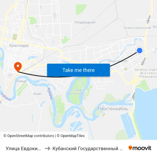 Улица Евдокии Бершанской to Кубанский Государственный Медицинский Университет map