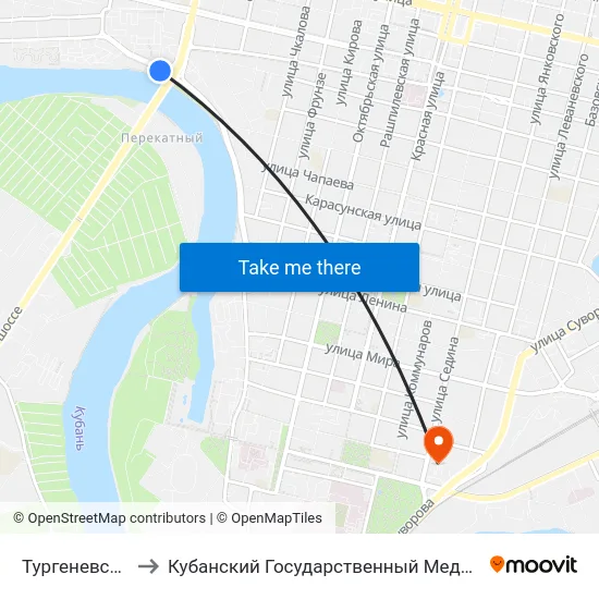 Тургеневский Мост to Кубанский Государственный Медицинский Университет map