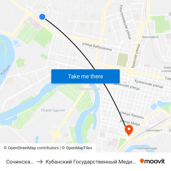 Сочинская Улица to Кубанский Государственный Медицинский Университет map