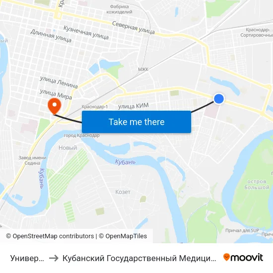 Университет to Кубанский Государственный Медицинский Университет map