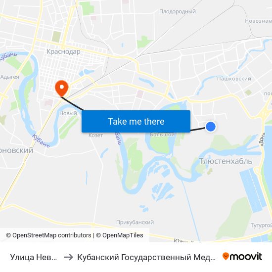 Улица Невкипелого to Кубанский Государственный Медицинский Университет map