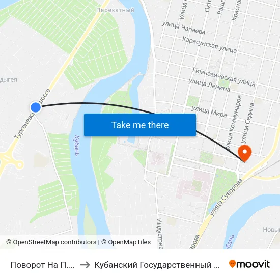 Поворот На П.Новая Адыгея to Кубанский Государственный Медицинский Университет map