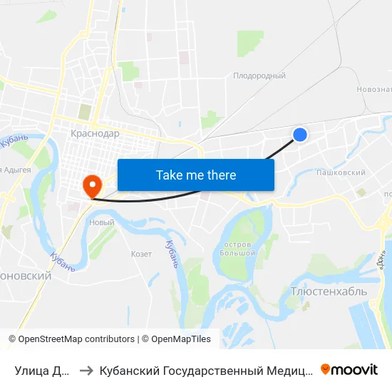 Улица Дежнева to Кубанский Государственный Медицинский Университет map