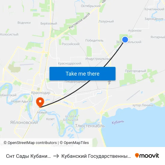 Снт Сады Кубани(П.Дружелюбный) to Кубанский Государственный Медицинский Университет map