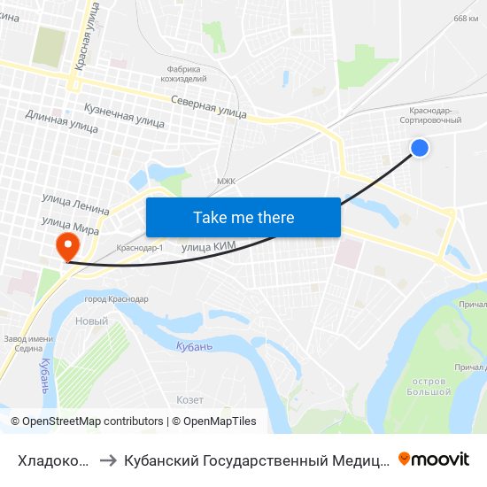 Хладокомбинат to Кубанский Государственный Медицинский Университет map