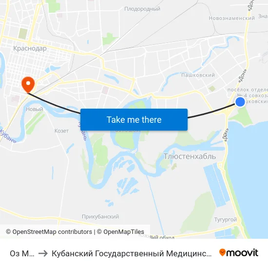 Оз Молл to Кубанский Государственный Медицинский Университет map