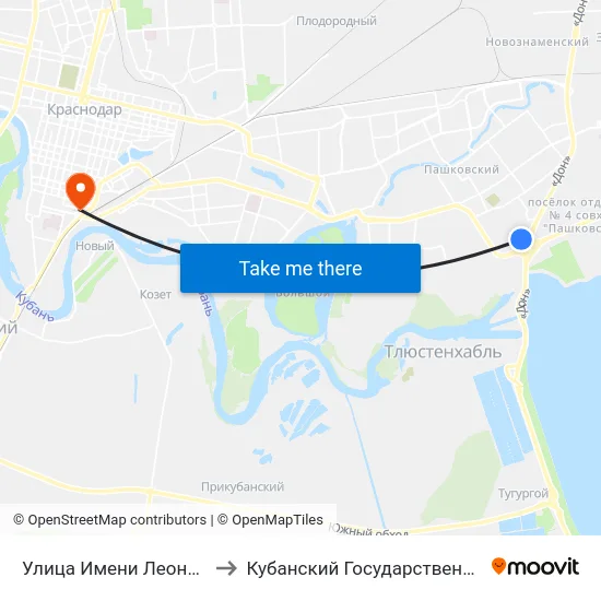 Улица Имени Леонида Лаврова, 18 Корпус 1 to Кубанский Государственный Медицинский Университет map