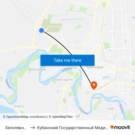 Заполярная Улица to Кубанский Государственный Медицинский Университет map