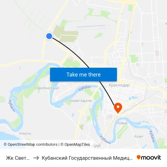 Жк Светлоград to Кубанский Государственный Медицинский Университет map