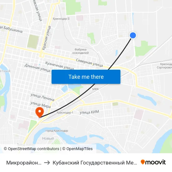 Микрорайон Панорама to Кубанский Государственный Медицинский Университет map