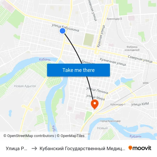 Улица Рылеева to Кубанский Государственный Медицинский Университет map
