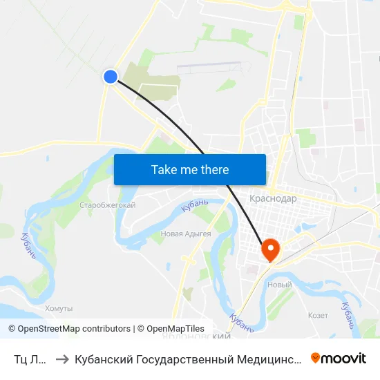 Тц Лента to Кубанский Государственный Медицинский Университет map