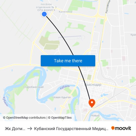 Жк Догма Парк to Кубанский Государственный Медицинский Университет map