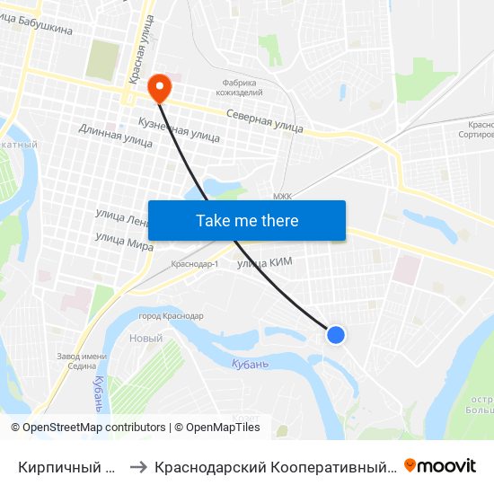 Кирпичный Завод to Краснодарский Кооперативный Институт map