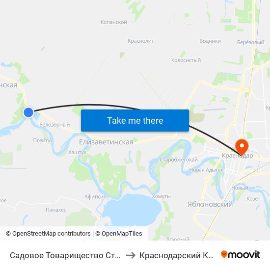 Садовое Товарищество Строитель (Елизоветинское Шоссе) to Краснодарский Кооперативный Институт map