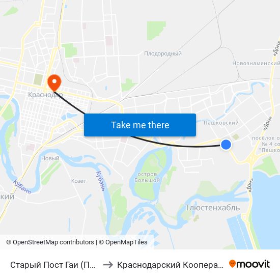 Старый Пост Гаи (По Требованию) to Краснодарский Кооперативный Институт map