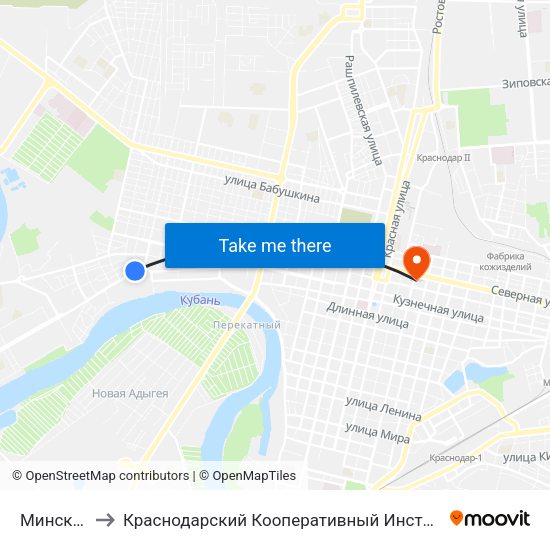 Минская to Краснодарский Кооперативный Институт map