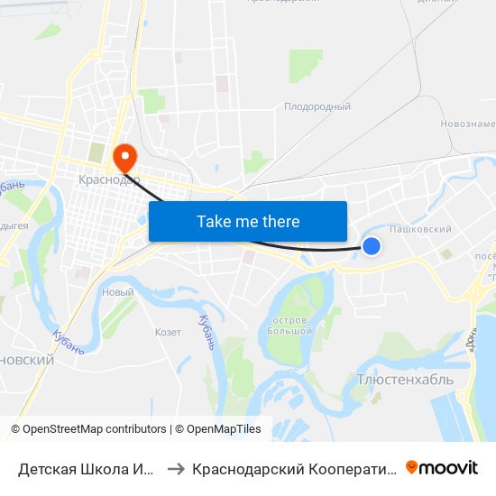 Детская Школа Искусств №4 to Краснодарский Кооперативный Институт map