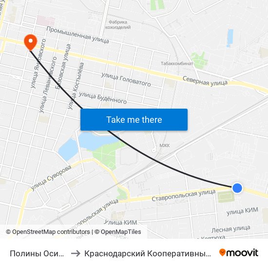 Полины Осипенко to Краснодарский Кооперативный Институт map